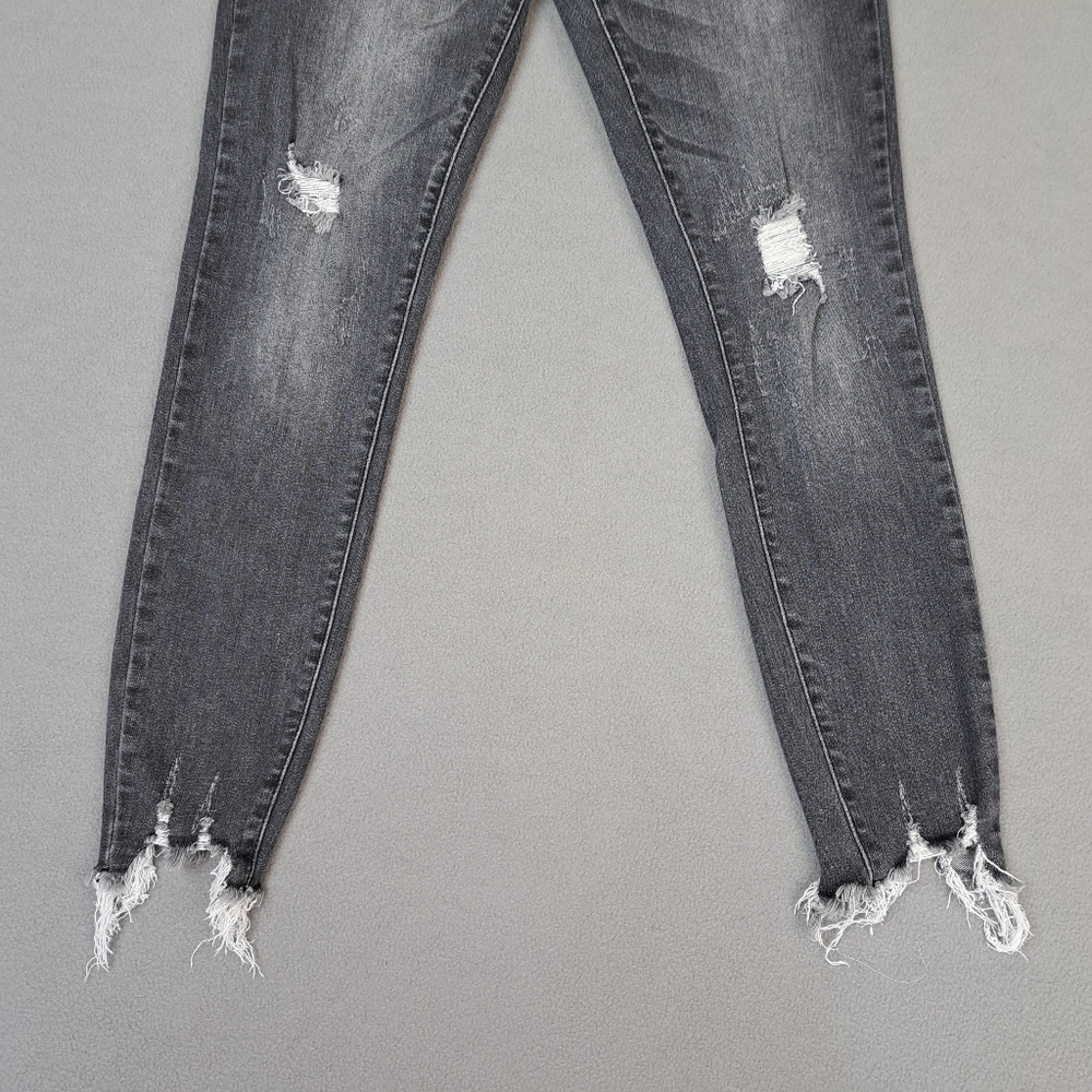 Judy Blue Jean Women Size 27 Distressed Skinny Fit Stretch Charcoal‎ Gray EUC - Picture 4 of 15